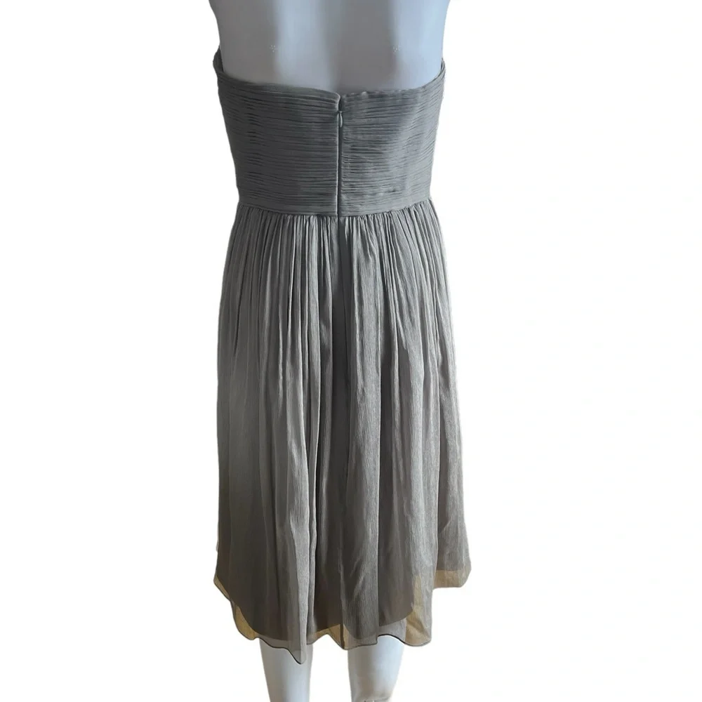 J. Crew - Womens Grey Silk Strapless Dress Sz 2